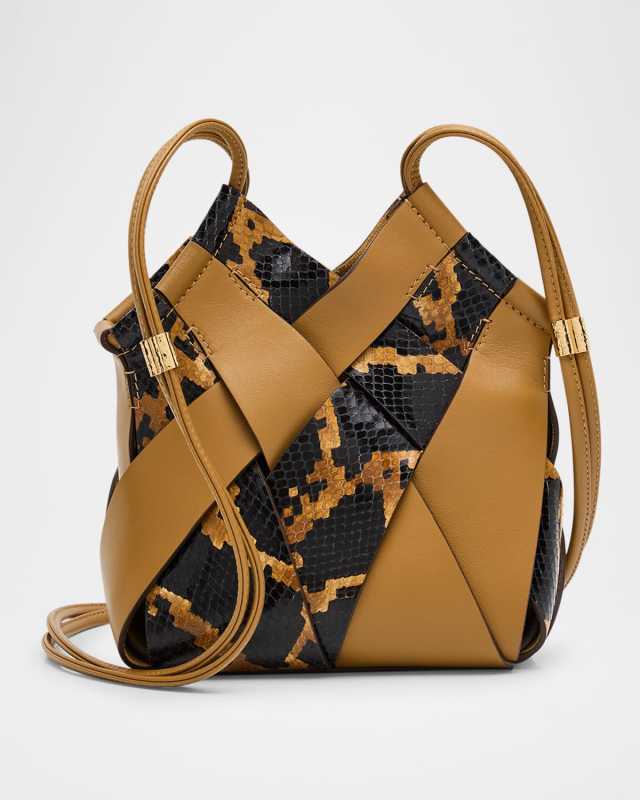 Charlotte Snake-Print Leather Crossbody Bag